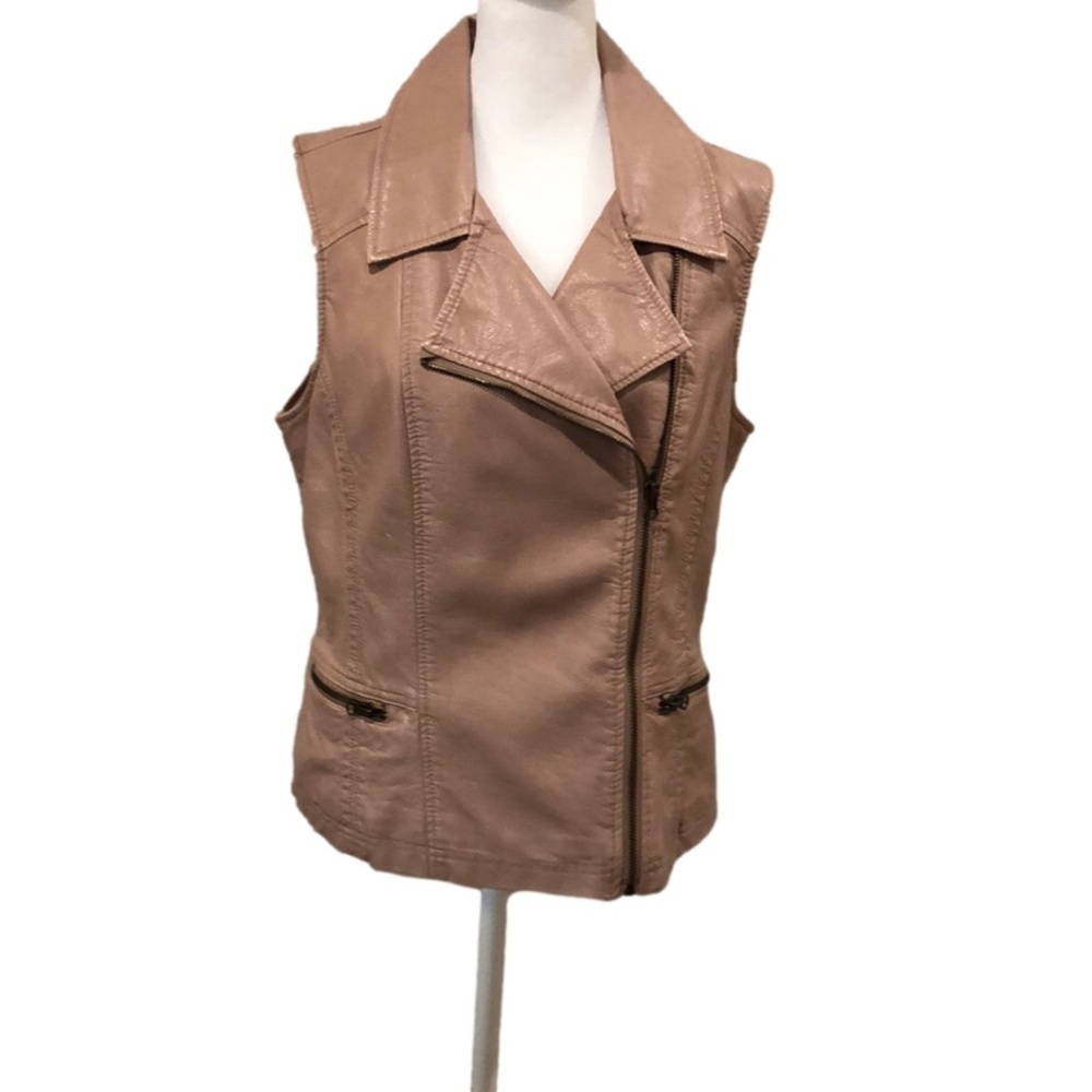 Lal Live a Little faux leather asymmetrical zip front vest. Size M